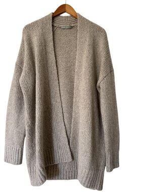 Vince Shawl-neck wool and cashmere-blend cardigan in a neutral gray tone